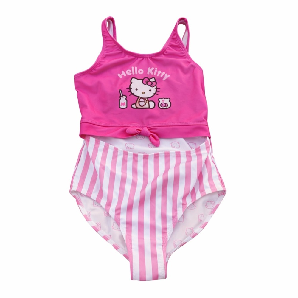 Hello Kitty Pink and white Striped Kids Swimwear